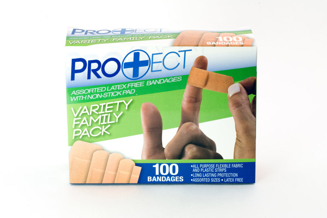 PRO+ECT 100CT ASSORTED LATEX FREE BANDAGES