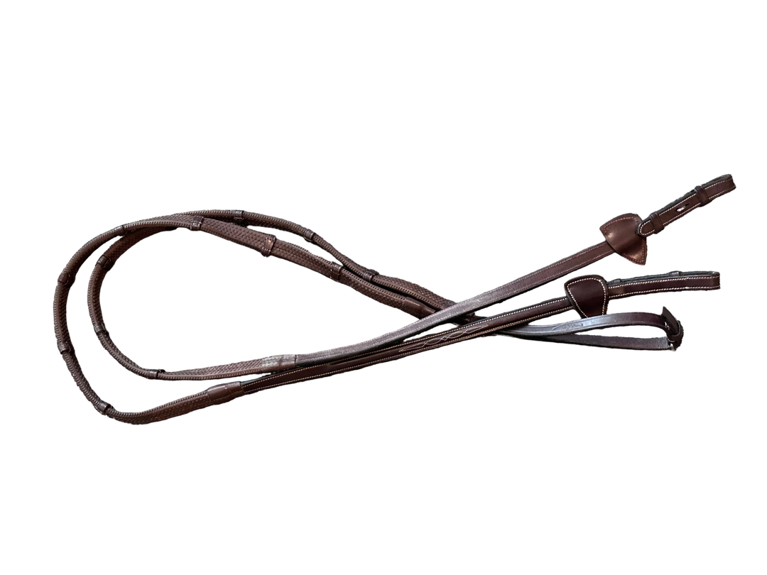 PRE-LOVED DY'ON FANCY STITCH RUBBER REINS WITH STOPS