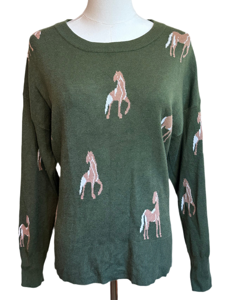 PRE-LOVED TAHARI HORSE CREWNECK SWEATER