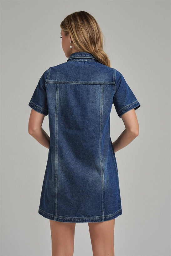 BON Western Denim Mini Shirt Dress