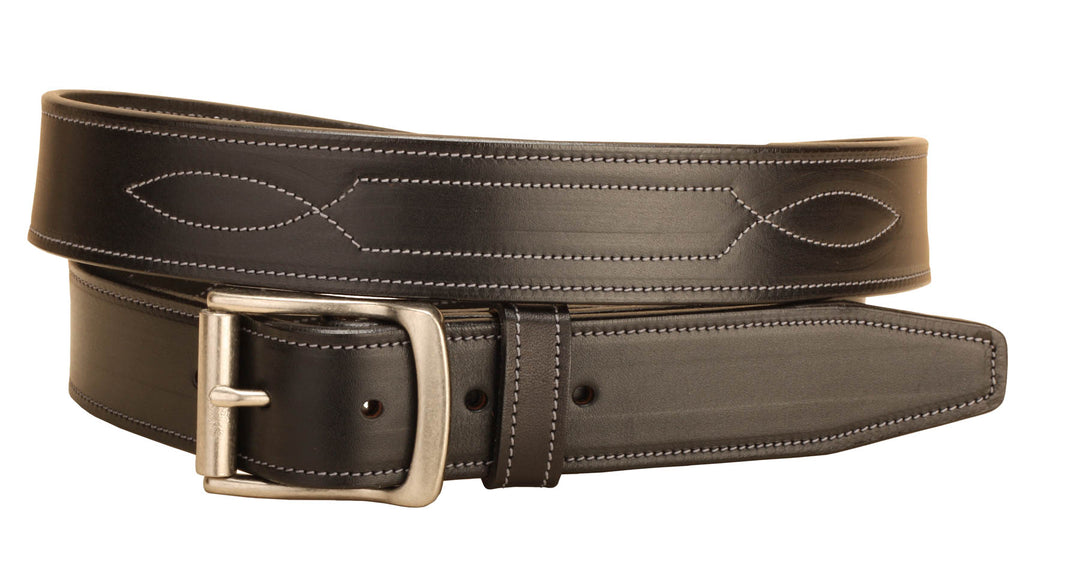 Tory Leather 1 1/2" Bridle Leather Repeated Stitch Belt