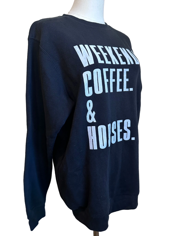 PRE-LOVED “WEEKENDS COFFEE & HORSES” CREWNECK SWEATSHIRT