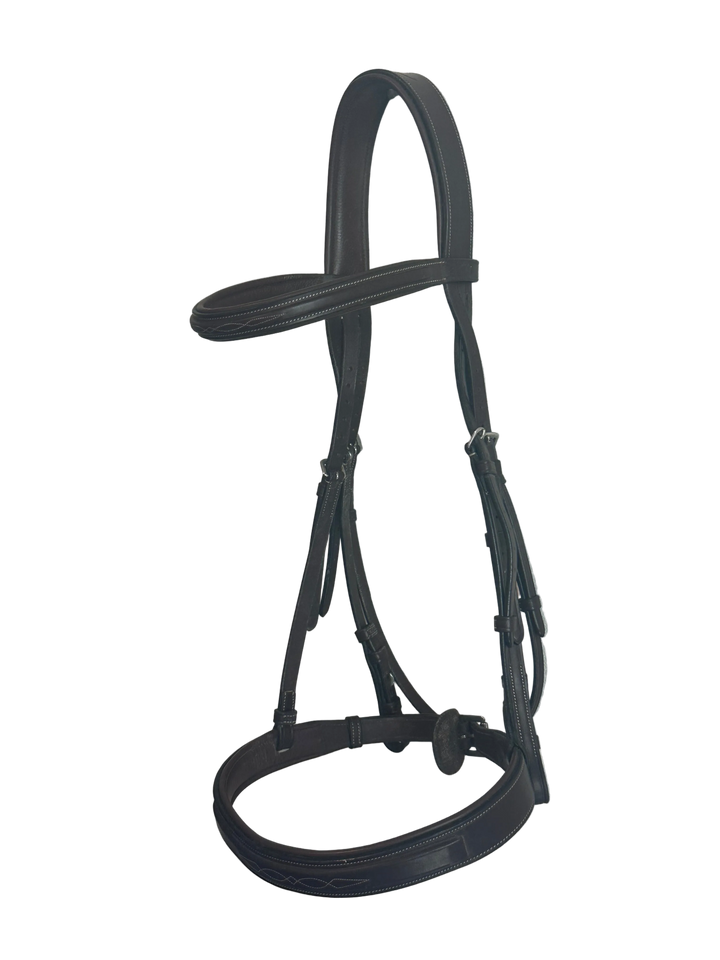 PRE-LOVED DY'ON WIDE FANCY STITCH HUNTER BRIDLE AND REINS