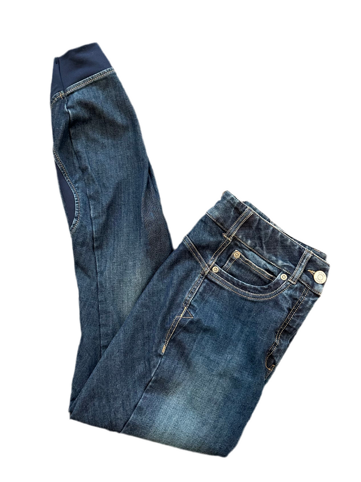 PRE-LOVED ARIAT HALO DENIM KNEE PATCH BREECHES