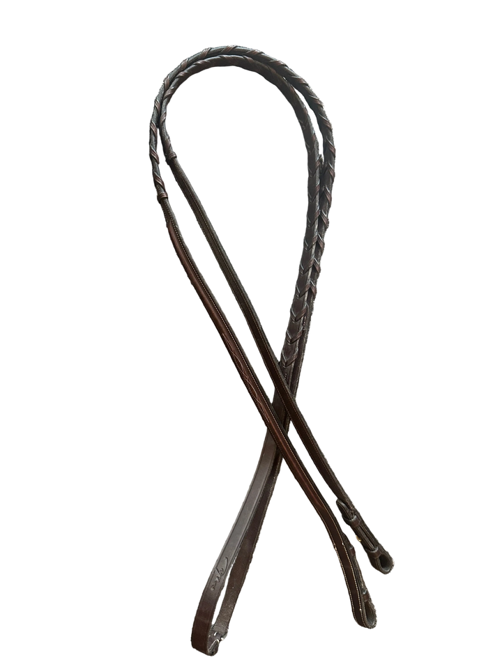 PRE-LOVED DY'ON WIDE FANCY STITCH HUNTER BRIDLE AND REINS