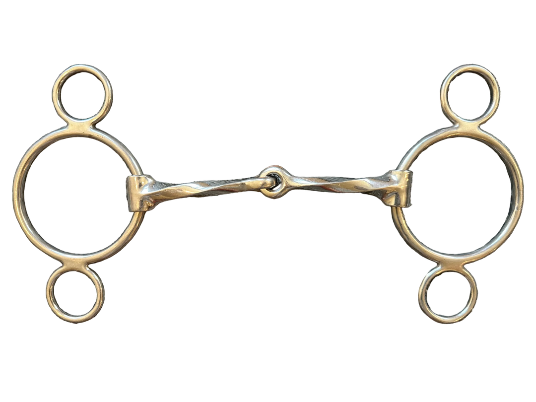 PRE-LOVED PESSOA TWISTED MOUTH 2 RING GAG BIT - 5.5”