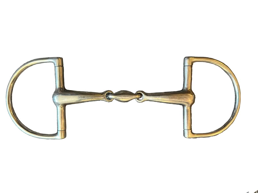PRE-LOVED D RING PEANUT LINK DOUBLE JOINTED SNAFFLE BIT - 5.5”