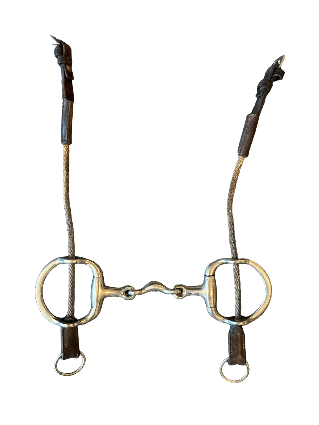 PRE-LOVED QUARTER MOON JOINTED GAG EGGBUTT BIT WITH ROPE GAG CHEEK PIECES