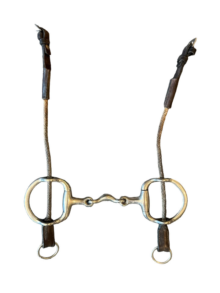 PRE-LOVED QUARTER MOON JOINTED GAG EGGBUTT BIT WITH ROPE GAG CHEEK PIECES