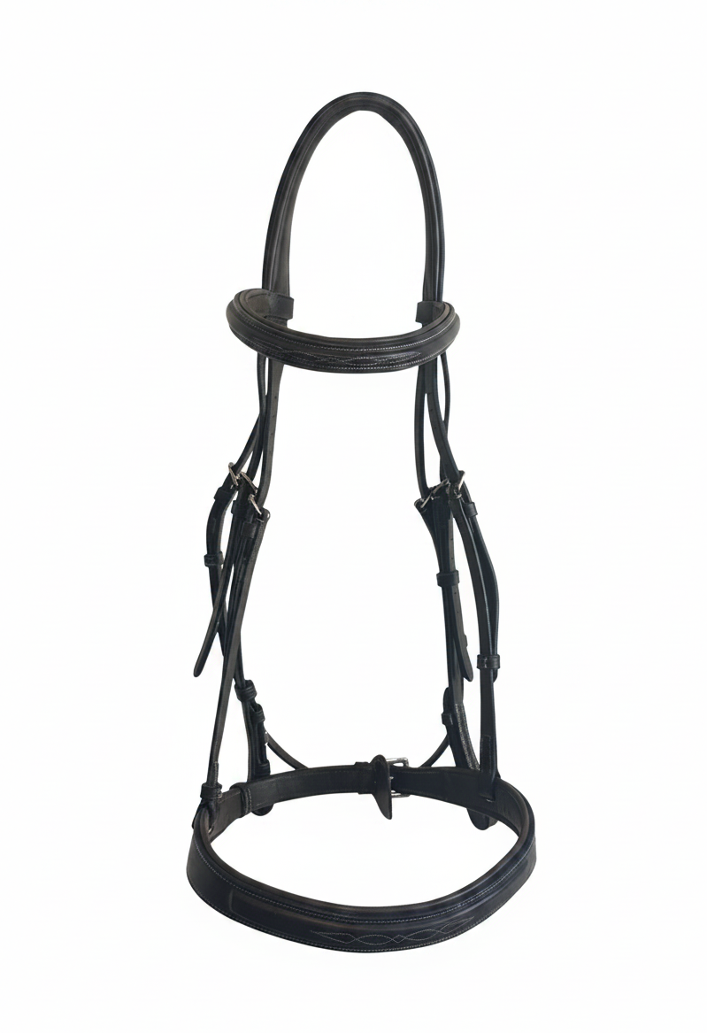 PRE-LOVED DY'ON WIDE FANCY STITCH HUNTER BRIDLE AND REINS