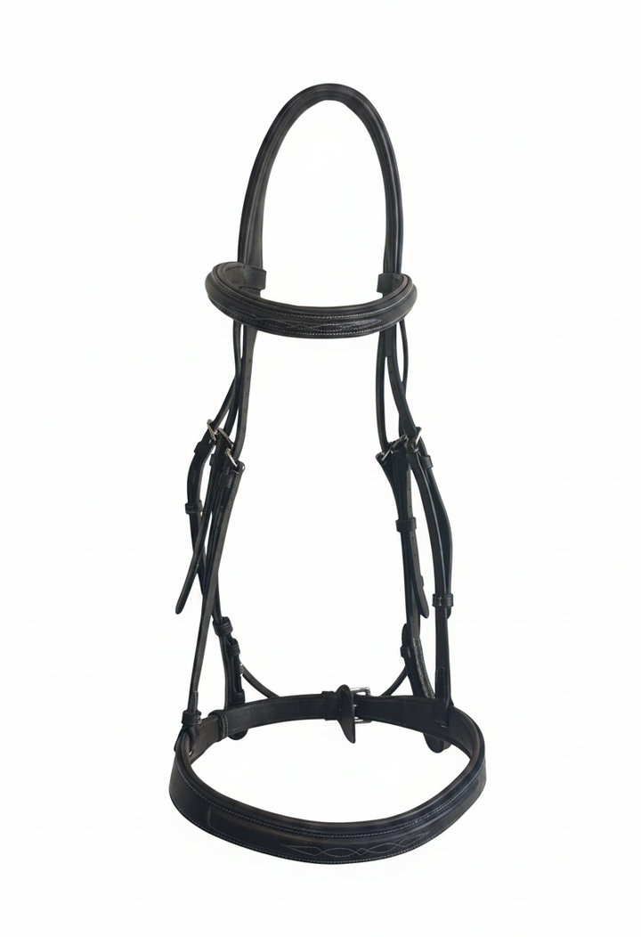 PRE-LOVED DY'ON WIDE FANCY STITCH HUNTER BRIDLE AND REINS