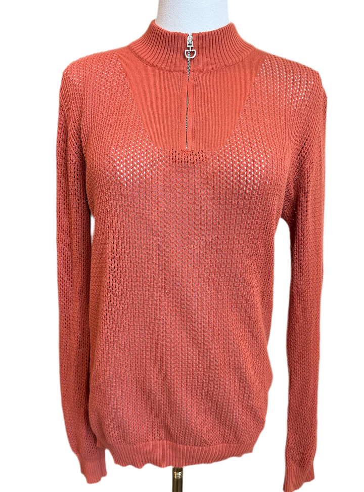 PRE-LOVED CT COTTON KNIT HALF ZIP SWEATER