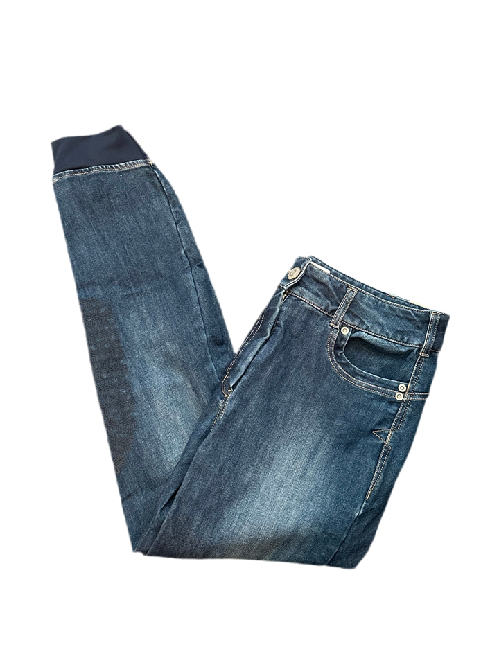 PRE-LOVED ARIAT HALO DENIM KNEE PATCH BREECHES