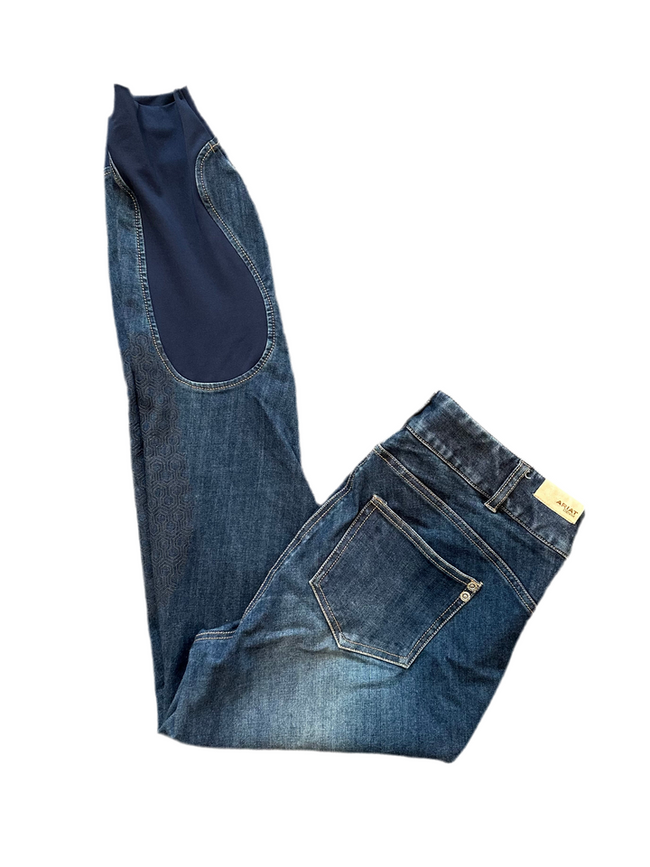 PRE-LOVED ARIAT HALO DENIM KNEE PATCH BREECHES