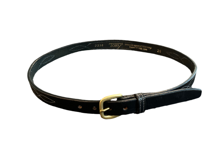 PRE-LOVED TORY LEATHER FANCY STITCHED PATTERN BELT