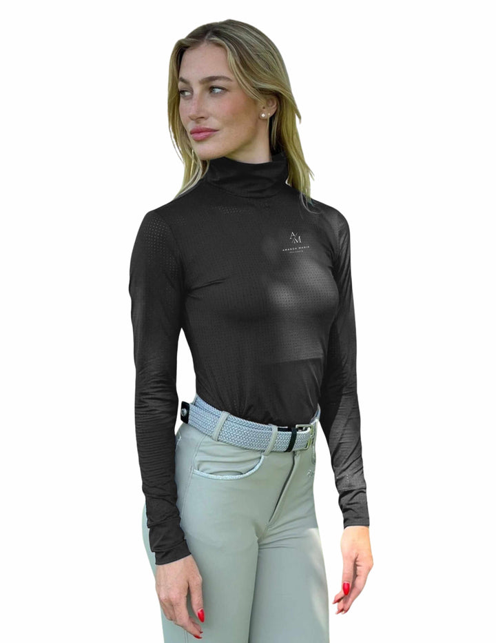 AMANDA MARIE SHOW JUMPING HARCOUR WOMENS LONG SLEEVE MOCK NECK SUNSHIRT
