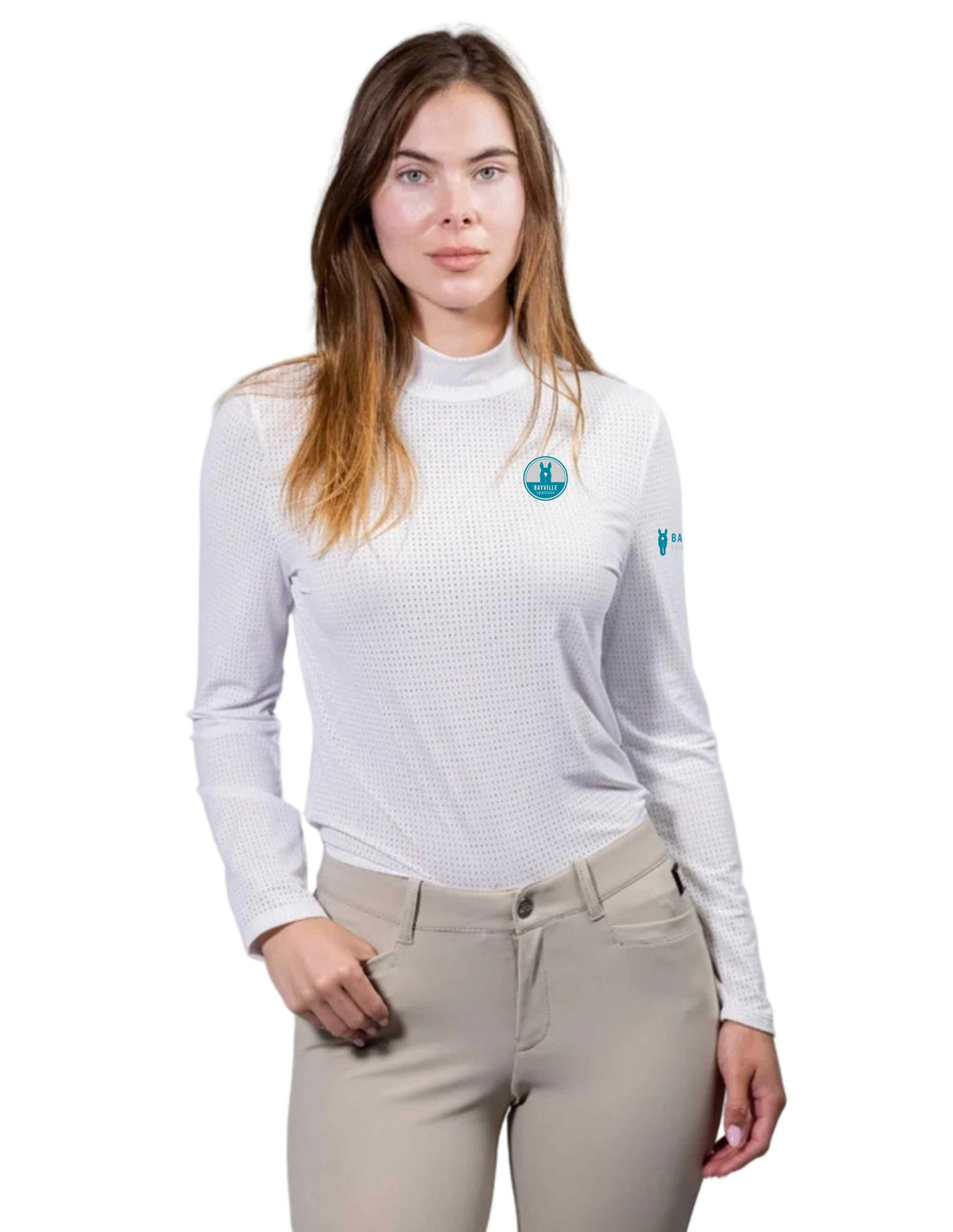 BAYVILLE EQUESTRIAN EQUISITE WOMENS LONG SLEEVE MOCK NECK SUNSHIRT