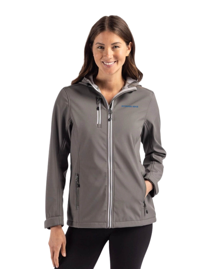 INVERNESS RIDGE CUTTER & BUCK WOMENS HOODED SOFTSHELL JACKET