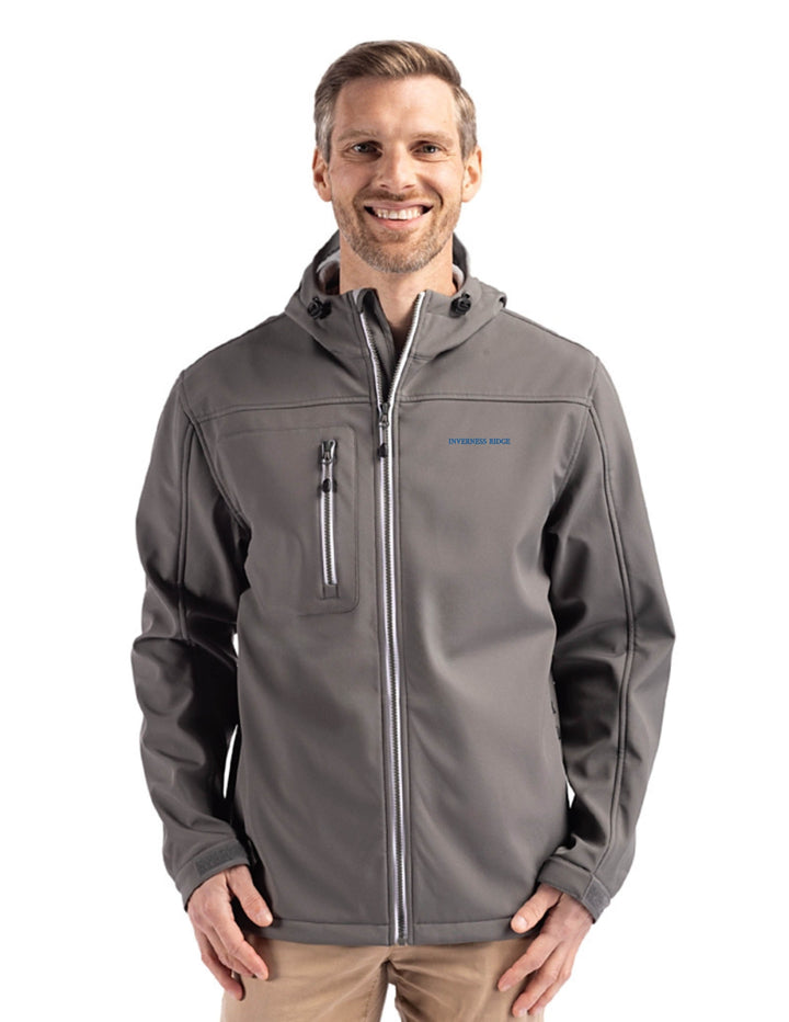 INVERNESS RIDGE CUTTER & BUCK MENS HOODED SOFTSHELL JACKET