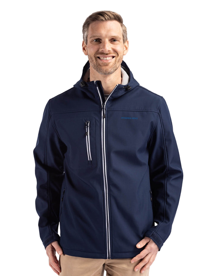 INVERNESS RIDGE CUTTER & BUCK MENS HOODED SOFTSHELL JACKET