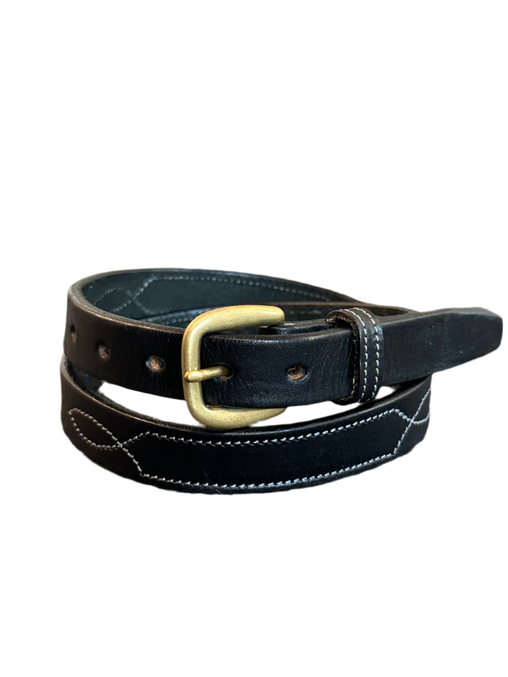 PRE-LOVED TORY LEATHER FANCY STITCHED PATTERN BELT