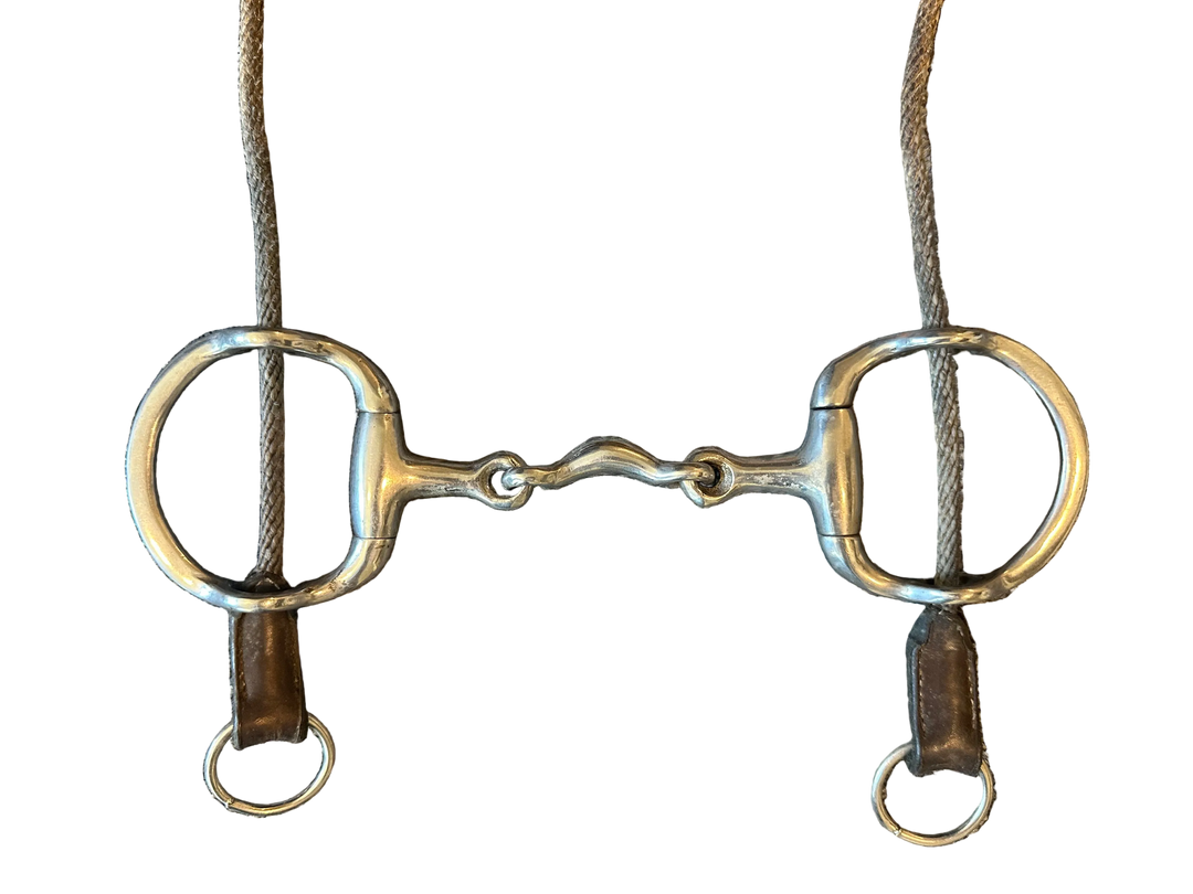 PRE-LOVED QUARTER MOON JOINTED GAG EGGBUTT BIT WITH ROPE GAG CHEEK PIECES