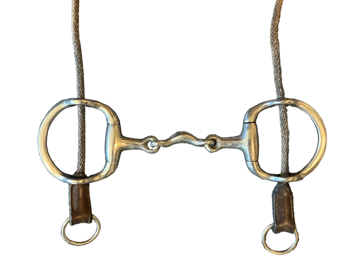 PRE-LOVED QUARTER MOON JOINTED GAG EGGBUTT BIT WITH ROPE GAG CHEEK PIECES
