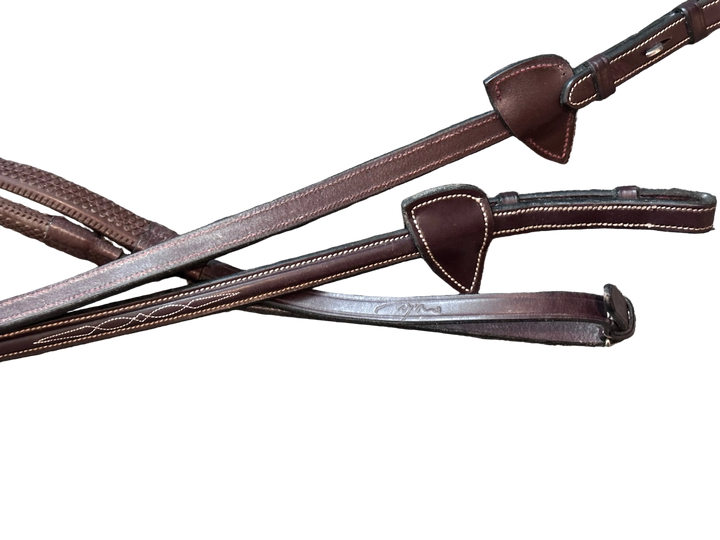 PRE-LOVED DY'ON FANCY STITCH RUBBER REINS WITH STOPS