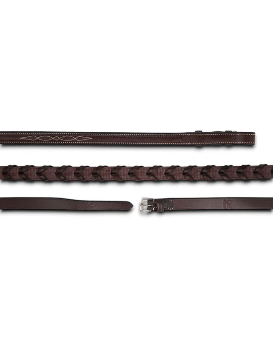 AJR Fancy Raised Laced Leather Rein/Rubber Lined