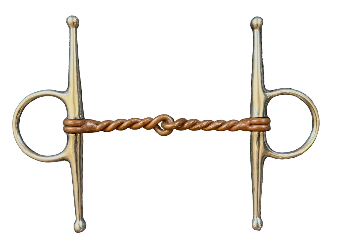 PRE-LOVED KORSTEEL FULL CHEEK COPPER TWISTED WIRE SNAFFLE BIT - 5”