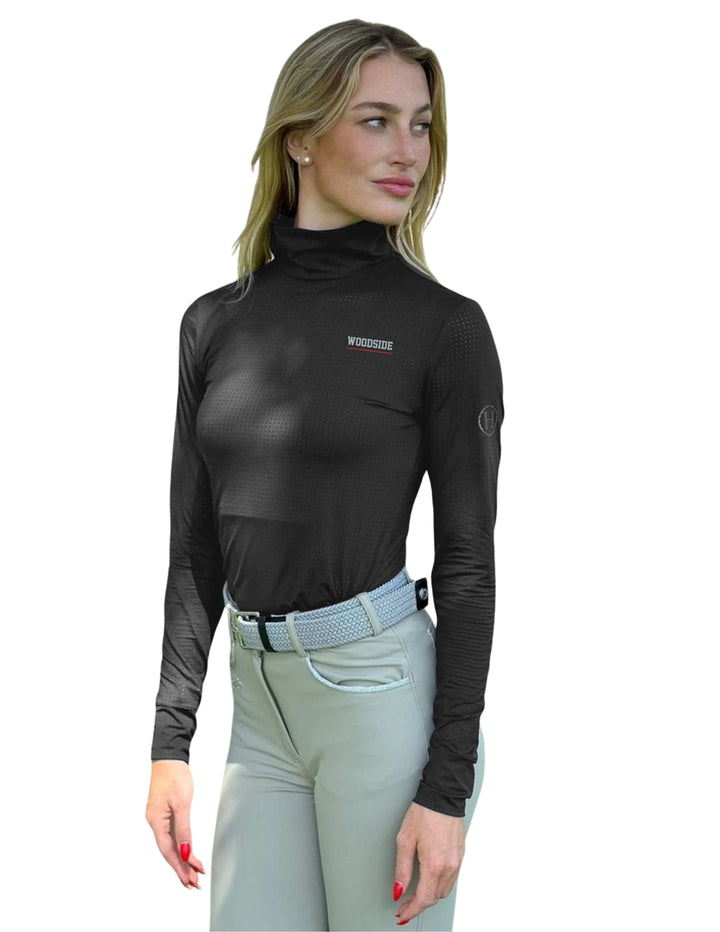 WOODSIDE STABLES HARCOUR WOMENS LONG SLEEVE MOCK NECK SUNSHIRT