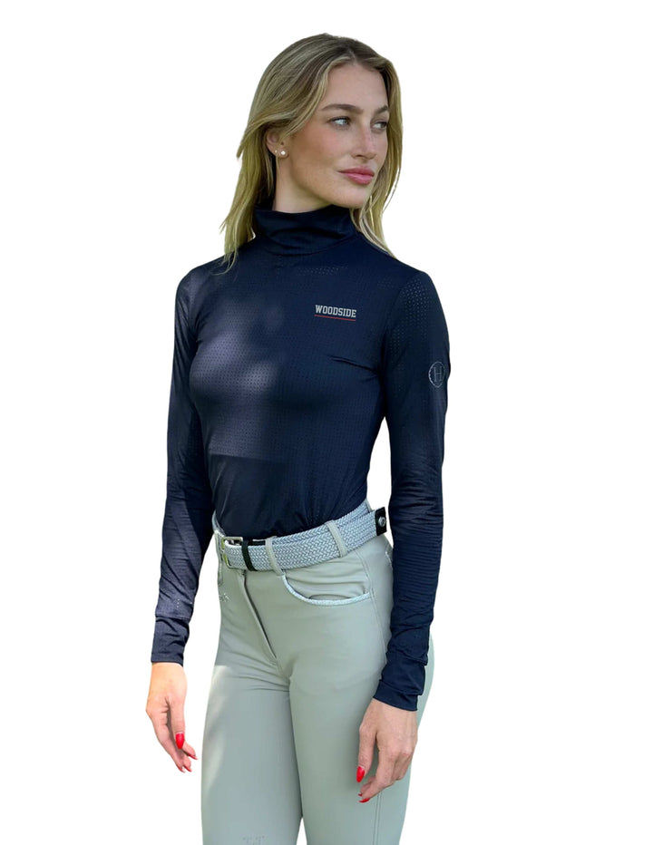 WOODSIDE STABLES HARCOUR WOMENS LONG SLEEVE MOCK NECK SUNSHIRT
