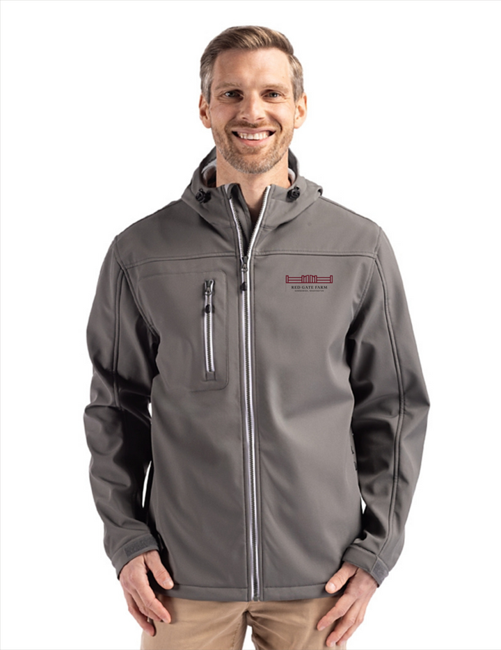 RED GATE FARM CUTTER & BUCK MENS HOODED SOFTSHELL JACKET