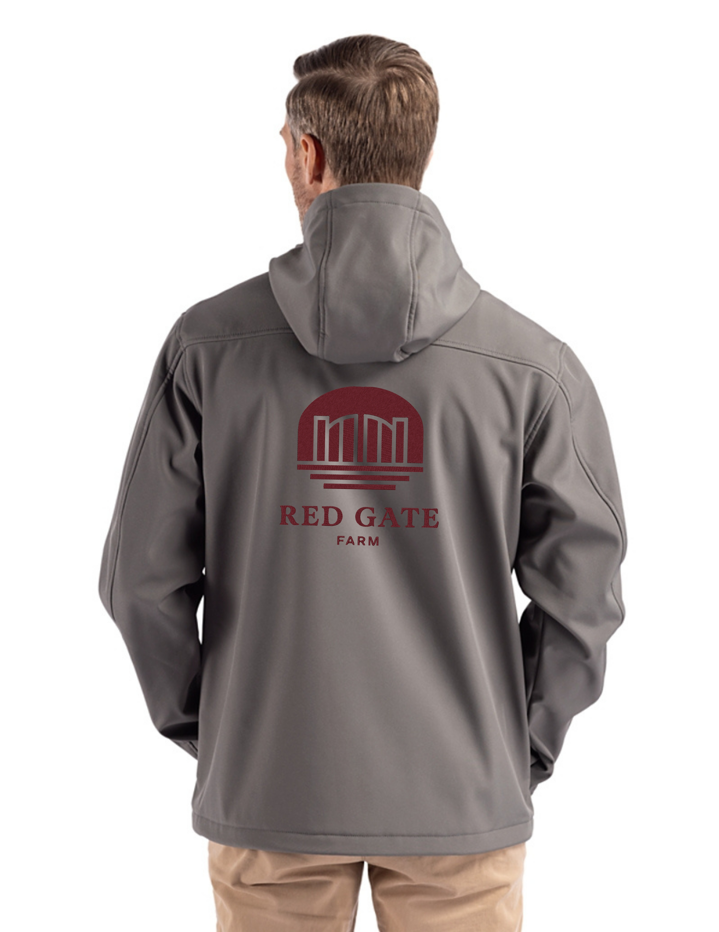 RED GATE FARM CUTTER & BUCK MENS HOODED SOFTSHELL JACKET