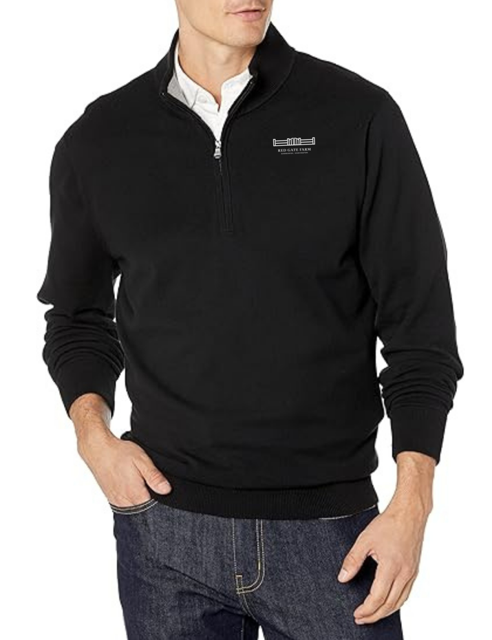 RED GATE FARM CUTTER & BUCK MENS 1/4 ZIP SWEATER