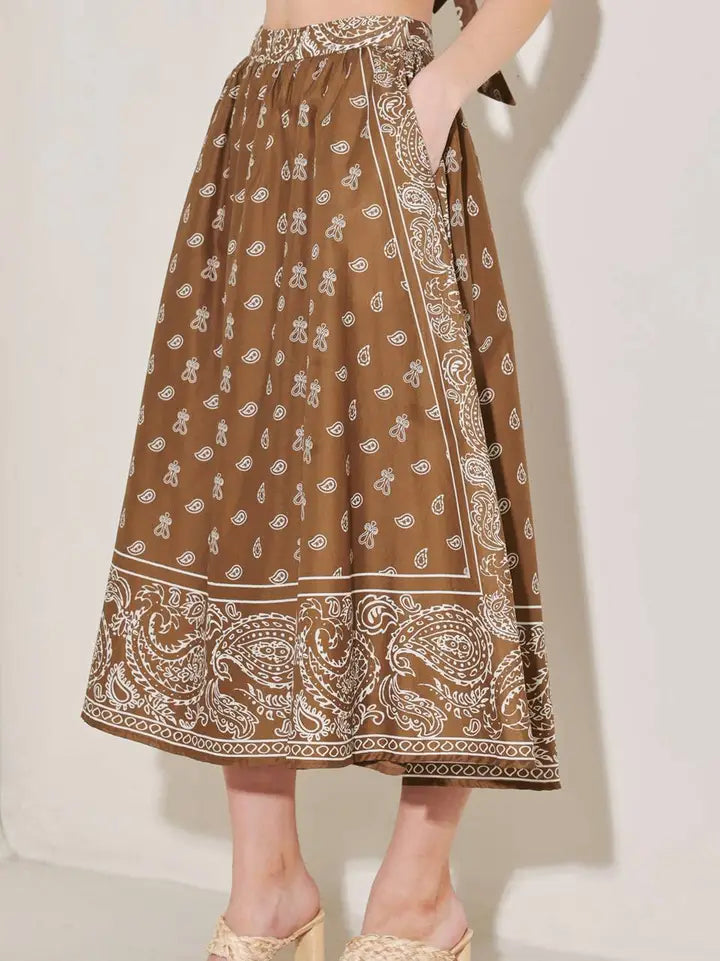 Printed Woven Midi Skirt
