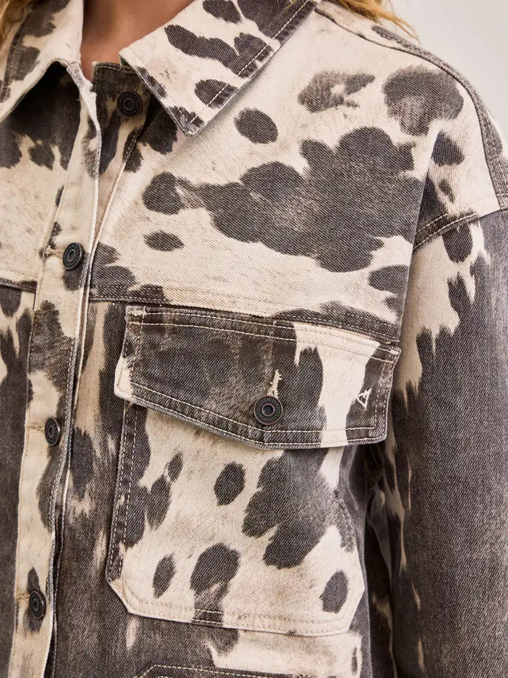 Hidden Jeans Cow Print Oversized Shacket