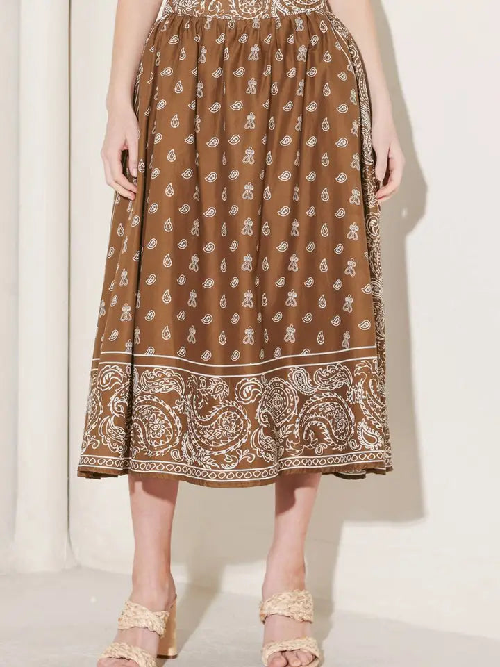 Printed Woven Midi Skirt