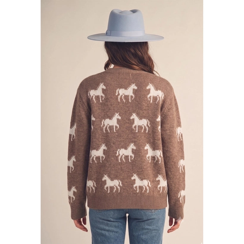 IVE Western Spirit Horse Knit Cardigan